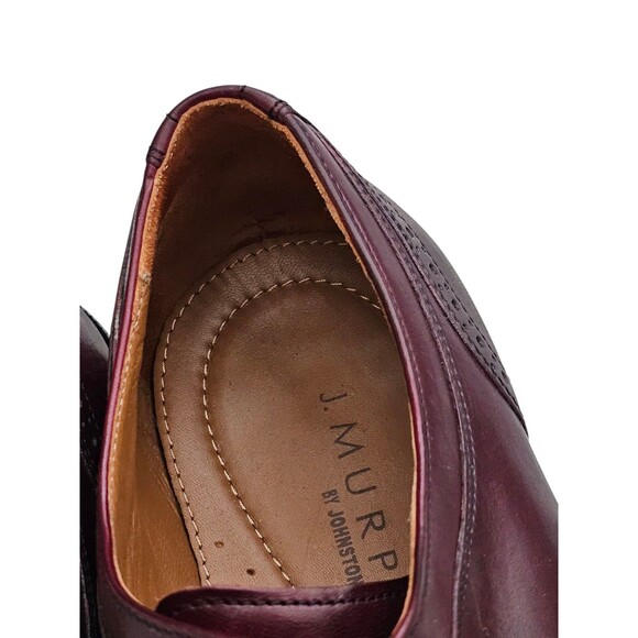 Johnston and Murphy Mens 11.5M Burgundy Leather Lace Wingtip Dress Shoes Oxford main image 4